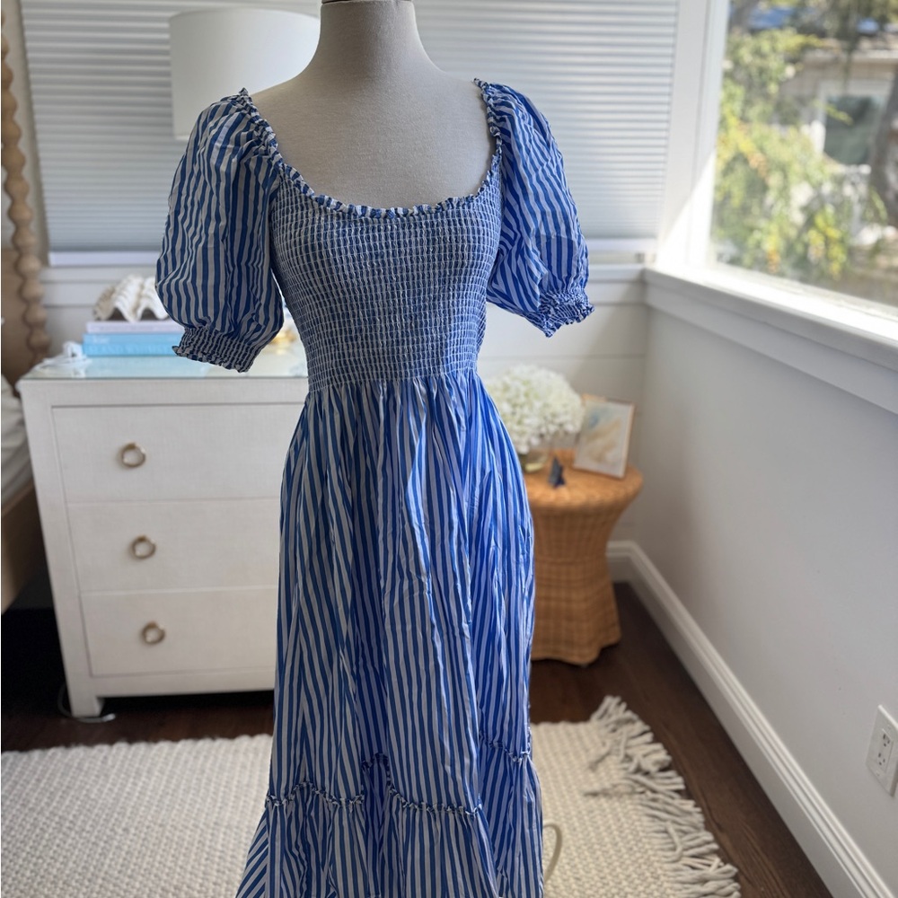 Hill House Blueberry Stripe Louisa Puff Sleeve Sundress